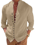 Cotton And Linen Casual Loose Long Sleeve Shirt