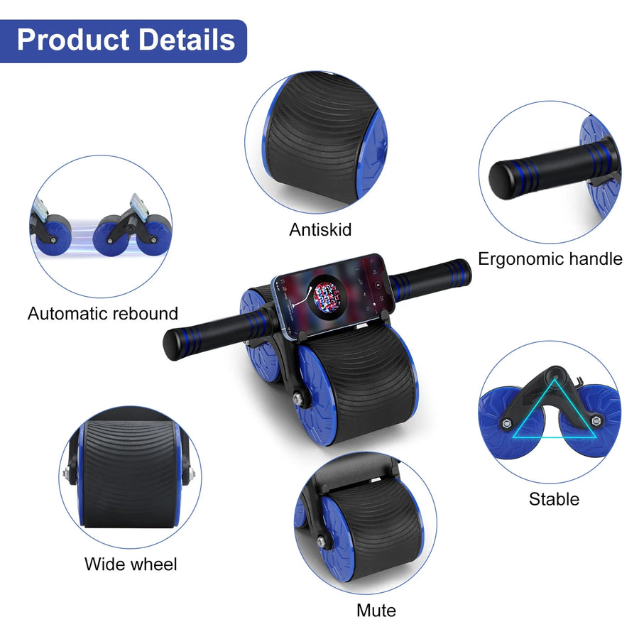 Ultimate Ab Roller Wheel - Automatic Rebound for Core Strength & Muscle Building at Home - Perfect for All Fitness Levels!