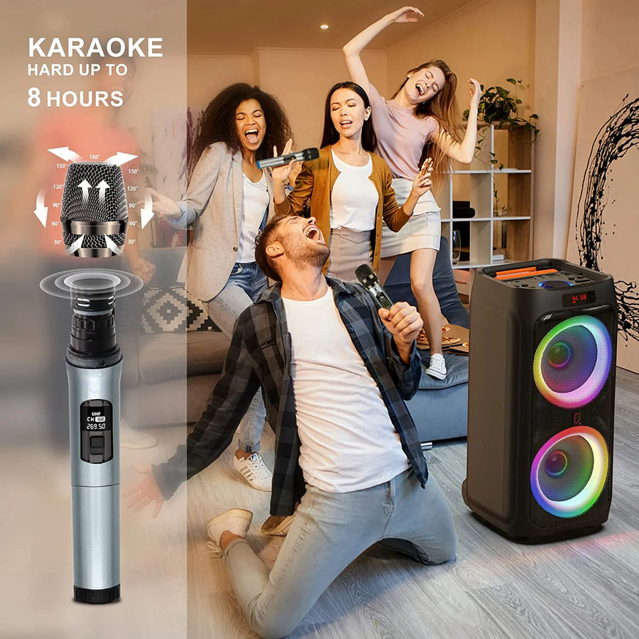 Large Karaoke Machine for Adult, Home Karaoke System with 2 Karaoke Microphones