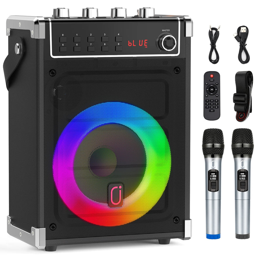 Bluetooth Karaoke Machine for Adult, Singing Machine Karaoke System with 2 Karaoke Microphones