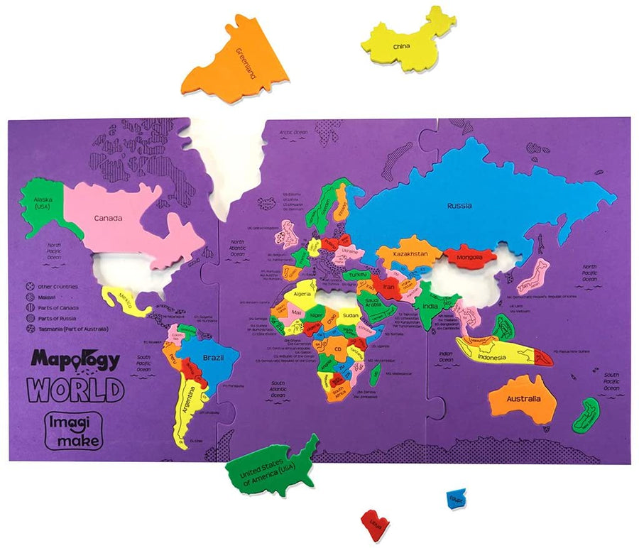 Mapology World Map Puzzle | Educational Toys for Kids 5-7 | Puzzles for Kids Ages 4-8 | Map of the World | 6 Year Old Boy Gifts & Girl Gifts