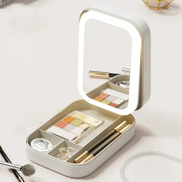 LED Mirror Makeup Storage Box