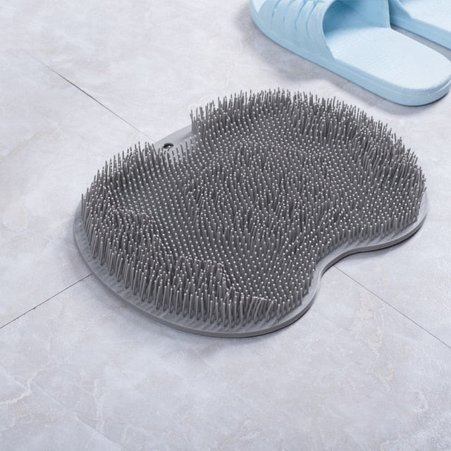 Bath mat back massage brush Silicone massage bristle mat Shower exfoliating mat Spa-like bath experience Non-slip massage bath mat Relaxing shower accessory Rejuvenating bath brush Silicone bristle shower mat Shower safety and comfort Self-care shower essential