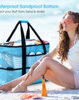 Beach Bag, Extra Large Beach Bags for Women Waterproof Sandproof, Mesh Beach Tote Bags Travel Pool Bag