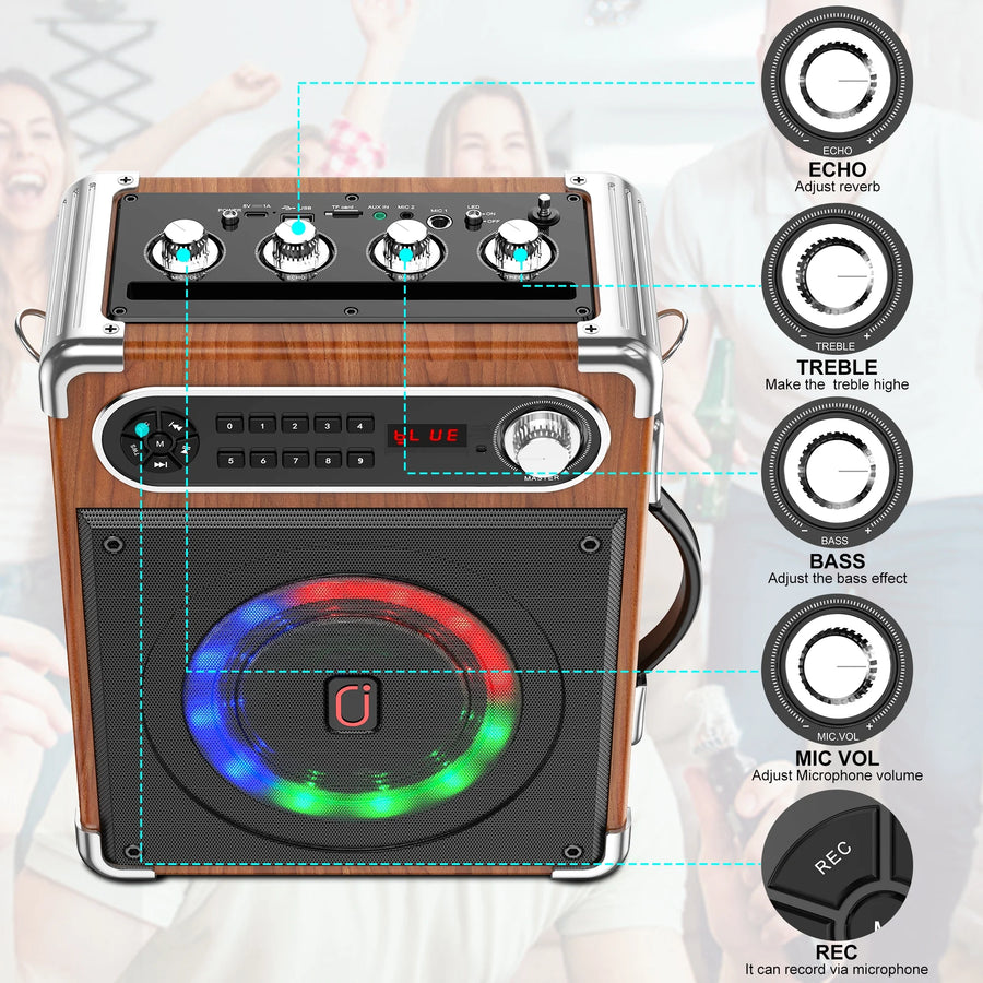 -S55 Singing Karaoke Machine, Bluetooth Speaker with 2 Karaoke Microphones, Home Karaoke System, FM Radio