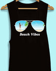 Aviator bride tank top Beach bachelorette party attire Flowy muscle tank tops Bride vibes muscle tanks Beach vibes tank tops Bachelorette party apparel Aviator themed clothing Beach party tank tops Women's summer tops Bridal party attire