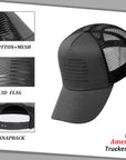 Baseball Cap American Flag Trucker Hat for Men Women 3D Embossed Logo Adjustable Outdoor Mesh Snapback Hat