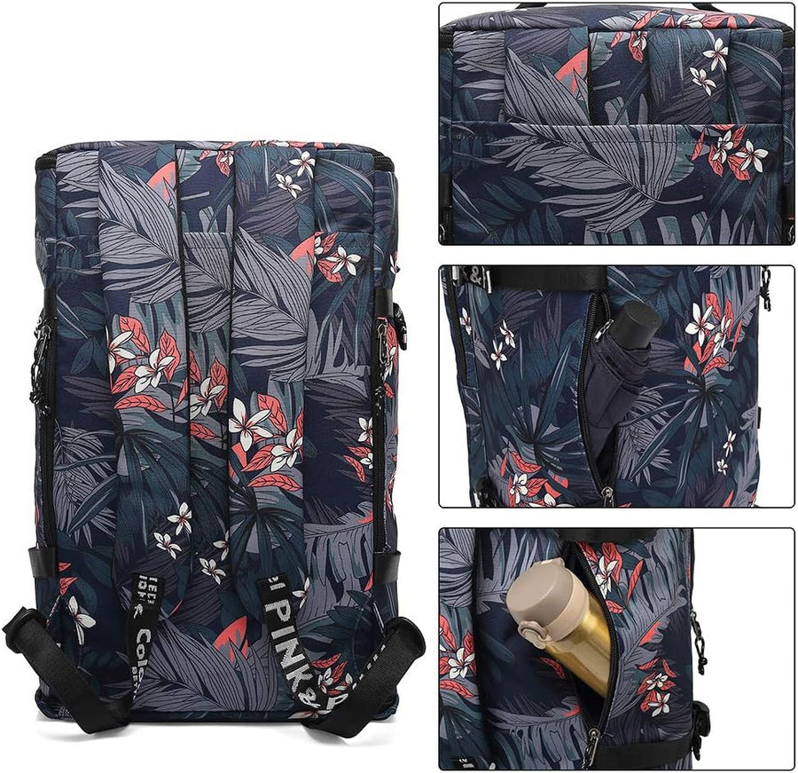 Floral Gym Duffle Bag Backpack 4 Ways for Women Waterproof with Shoes Compartment for Travel Sport Hiking Laptop Lightweight,  XL