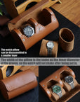 Watch Roll Travel Case for Men and Women with Suede Lining Portable 2 Slot Watch Display Storage and Organizer to Holder Large Watch(2 Slot Light Brown)