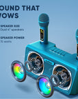 Karaoke Machine for Adults and Kids with 2 Wireless Microphones, Portable Bluetooth Singing Speaker, Colorful LED Lights, PA System, Lyrics Display Holder & TV Cable - Presto G2 (Turquoise)