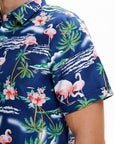 Pack Hawaiian Shirt for Men Flamingo Short Sleeve Casual Button down Shirts Summer Beach Shirt