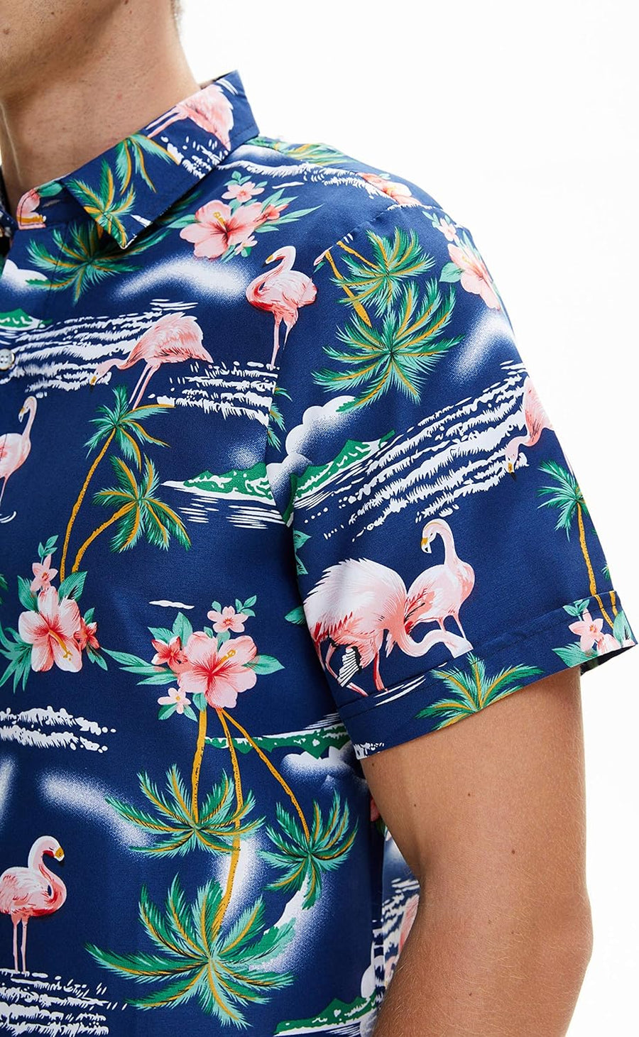 Pack Hawaiian Shirt for Men Flamingo Short Sleeve Casual Button down Shirts Summer Beach Shirt