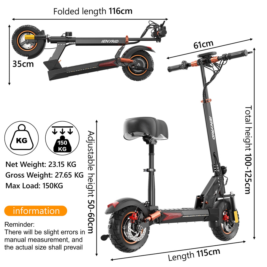 Electric Scooter for Adults with Seat, 800W 16Ah Adult Electric Commute Scooter, 3 Speeds Kids Electric Skateboard E-Scooter Bikes, up to 28Mph & 32Miles Range