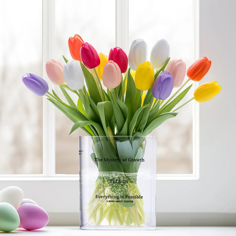 Transparent book vase Book-shaped vase Glass book vase Decorative book vase Novelty book vase Clear book-shaped vase Literary-inspired vase Unique book decor Transparent flower vase Home decor book vase