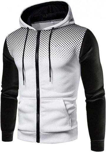 Mens Hoodies,Men'S Fashion Polka Dot Athletic Hoodies Full-Zip Sports Hooded Sweatshirt Long Sleeve Mens Pullover Tops