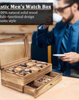 Watch Box - 10 Slot Watch Case for Men Women, Wooden Watch Holder Organizer Display for Mens