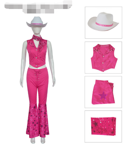 Barbie cowboy costume Barbie cowgirl costume Western Barbie outfits Rodeo Barbie attire Wild West Barbie clothing Cowboy hat and boots for Barbie Cowgirl vest for Barbie Western-themed Barbie costumes Doll cowboy outfit Doll cowgirl ensemble