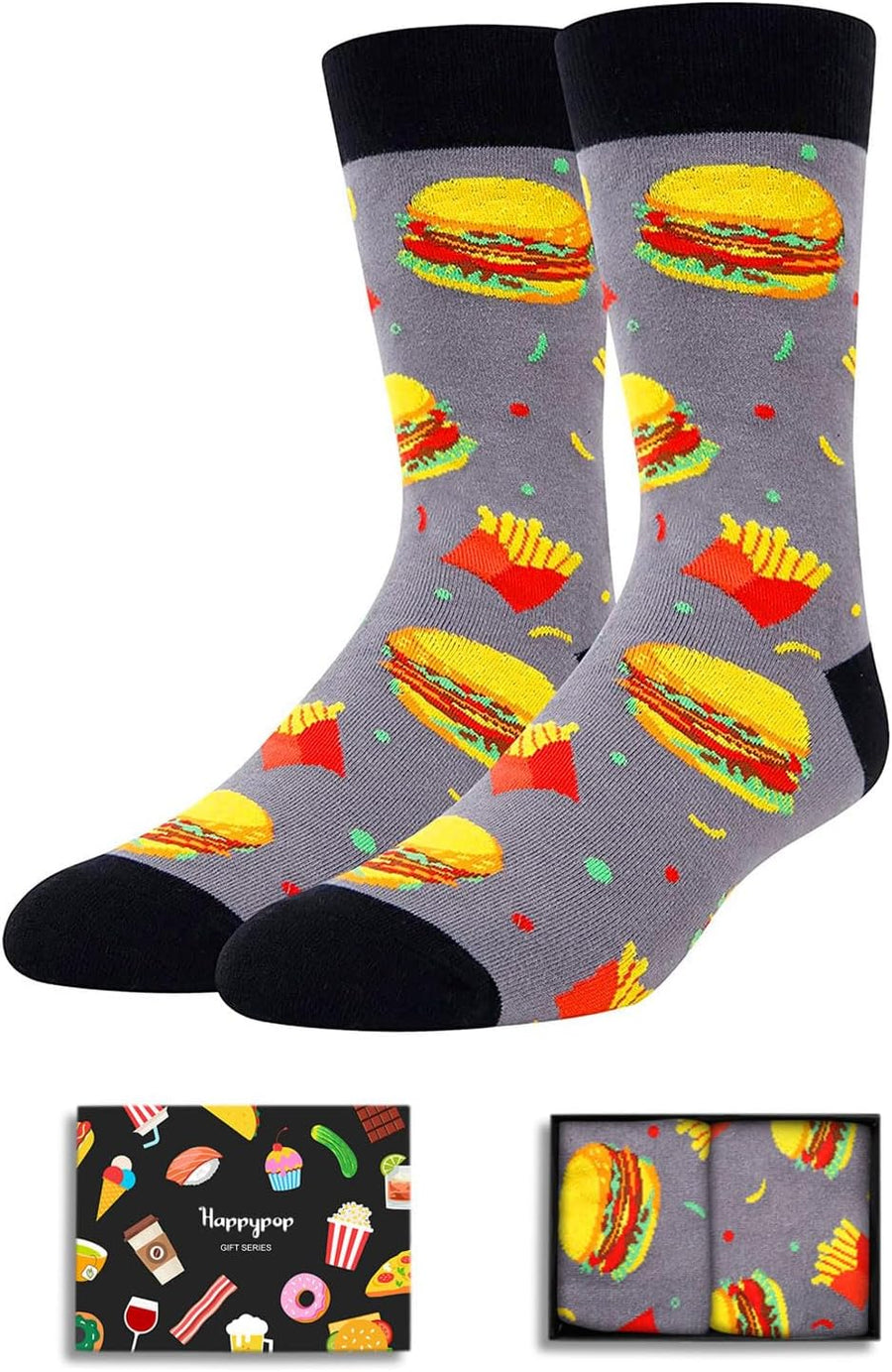 Funny Donut Gifts Pickle Burger Gifts for Men, Donut Pickle Burger Socks