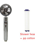 Shower Head Water Saving Flow 360 Degrees Rotating With Small Fan ABS Rain High Pressure Spray Nozzle Bathroom Accessories