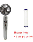 Shower Head Water Saving Flow 360 Degrees Rotating With Small Fan ABS Rain High Pressure Spray Nozzle Bathroom Accessories