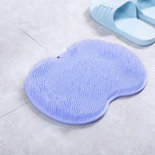 Bath mat back massage brush Silicone massage bristle mat Shower exfoliating mat Spa-like bath experience Non-slip massage bath mat Relaxing shower accessory Rejuvenating bath brush Silicone bristle shower mat Shower safety and comfort Self-care shower essential