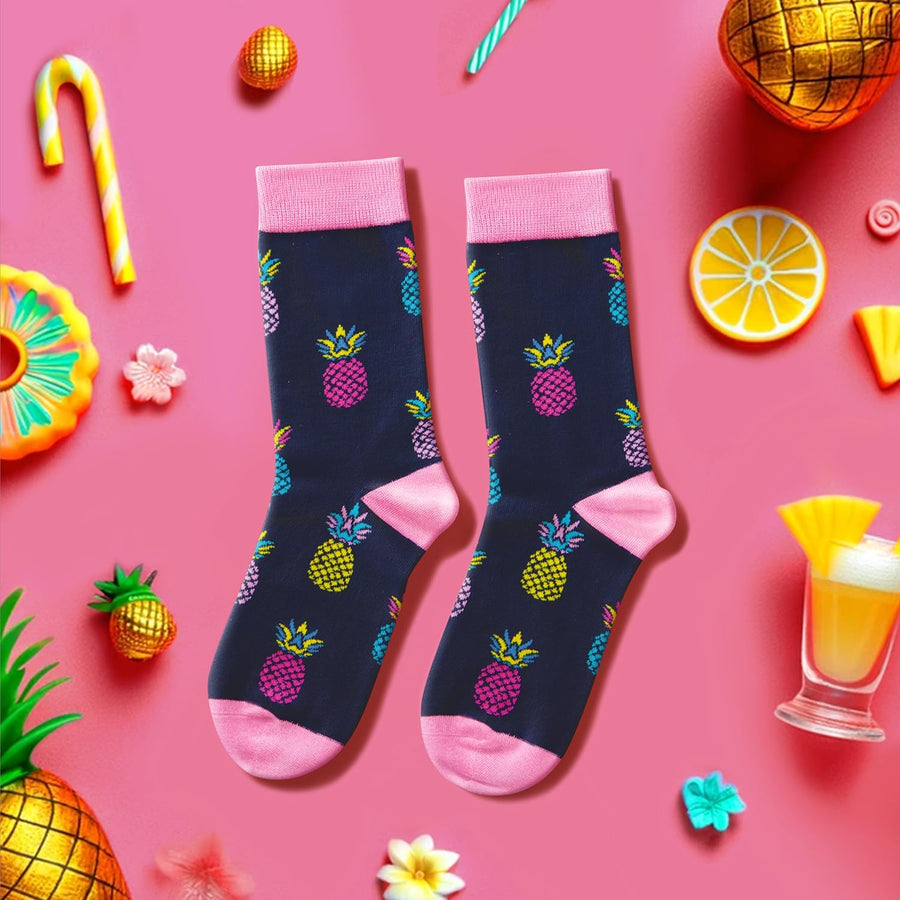 Pineapple Gifts Hawaiian Gifts, IVF Gifts Women Fertility Gifts, Funny Pineapple Socks Fruit Socks Black