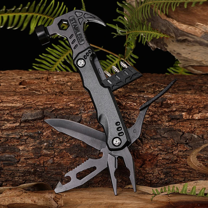 Multifunctional Pliers Multitool Claw Hammer Stainless Steel Tool with Nylon Sheath for Outdoor Survival Camping Hunting Hiking