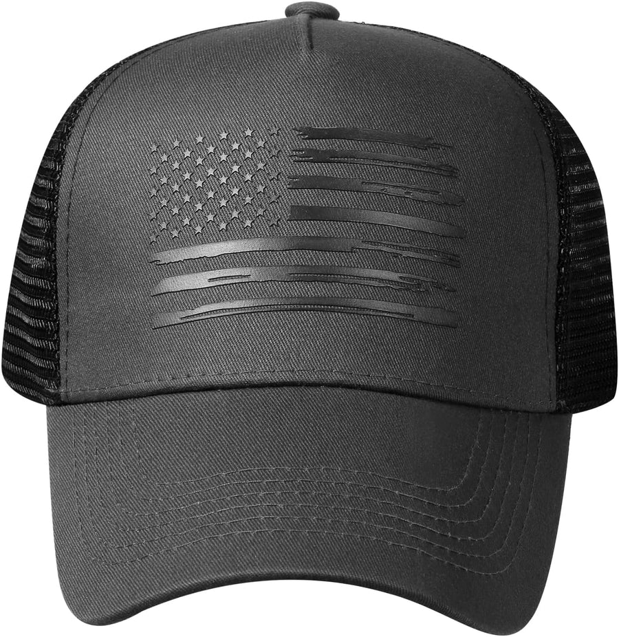 Baseball Cap American Flag Trucker Hat for Men Women 3D Embossed Logo Adjustable Outdoor Mesh Snapback Hat