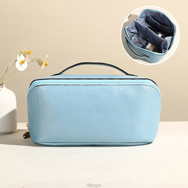 Large-Capacity Leather Cosmetic Bag