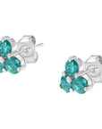 14KT White Gold Treated Blue Diamond Trio Stud Earrings (1 1/3 cttw, Blue)