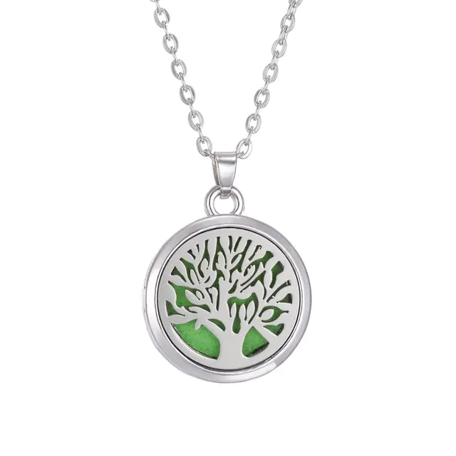 Aromatherapy necklace Tree of life pendant Essential oil diffuser necklace Nature-inspired jewelry Aromatherapy jewelry Stylish wellness accessory Essential oil necklace Tranquility pendant Relaxation jewelry Aromatherapy diffuser pendant