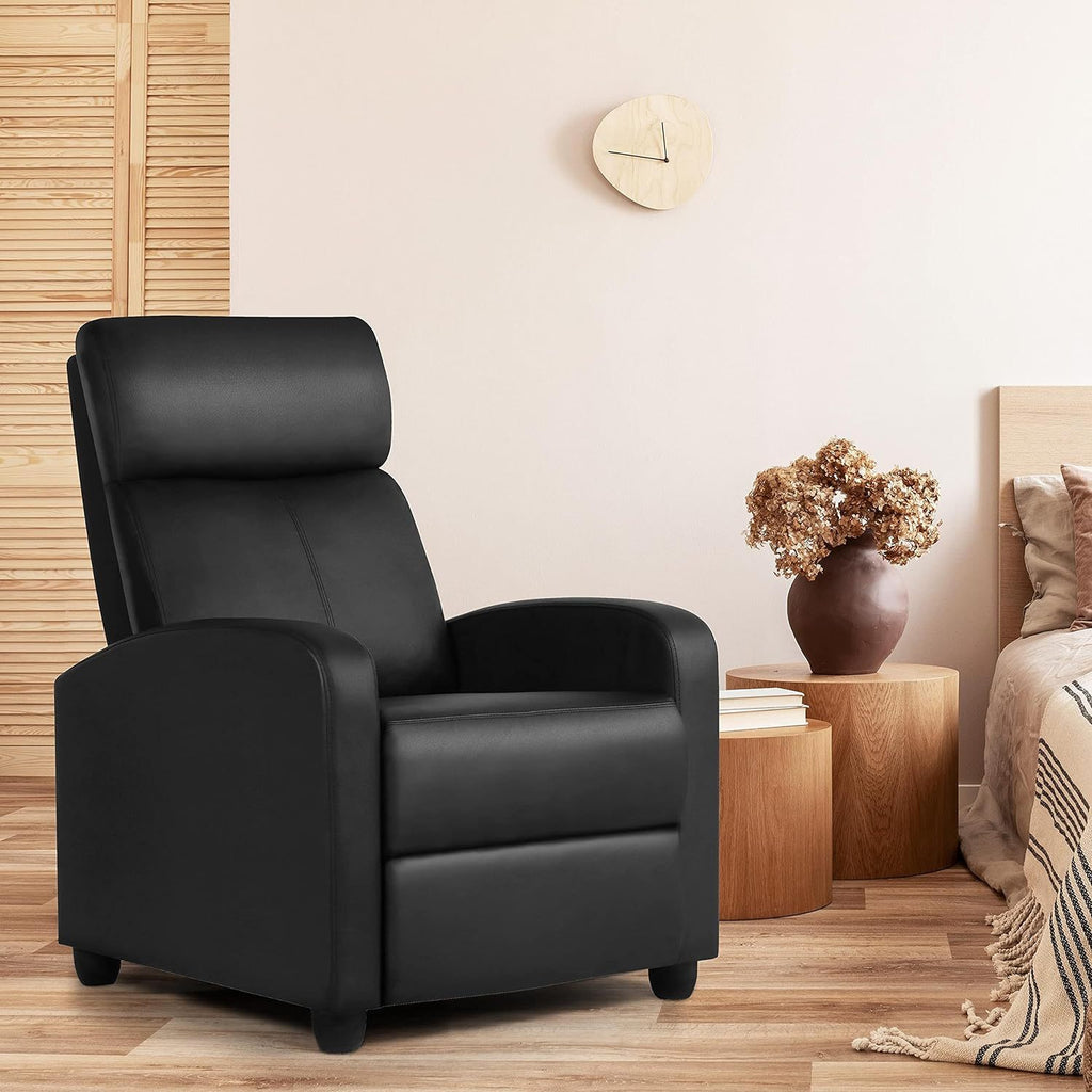 Single Modern Home Theater Seating Recliner  Ergonomic Adjustable Leather Sofa with Massage Thicker Seat Cushion and Stylish Design for Living Room Comfort