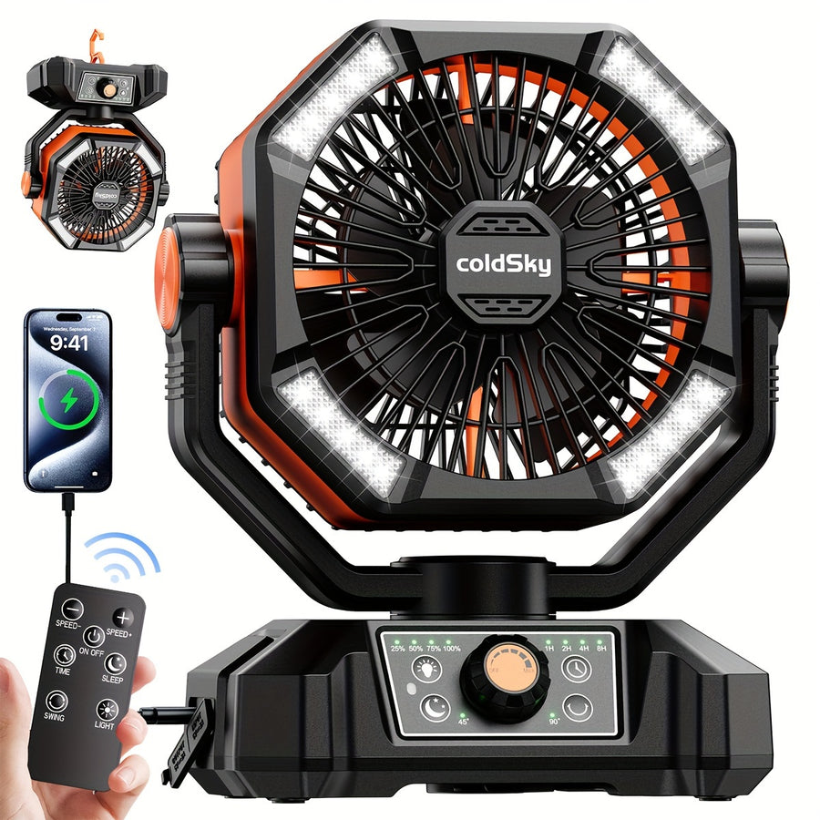 20000mAh Dual Power Pro Fan  Dual Motor 4LED Lantern Remote 8 Speeds  Portable Tent Fan for Camping Outages  Construction  HighCapacity Rechargeable  Versatile