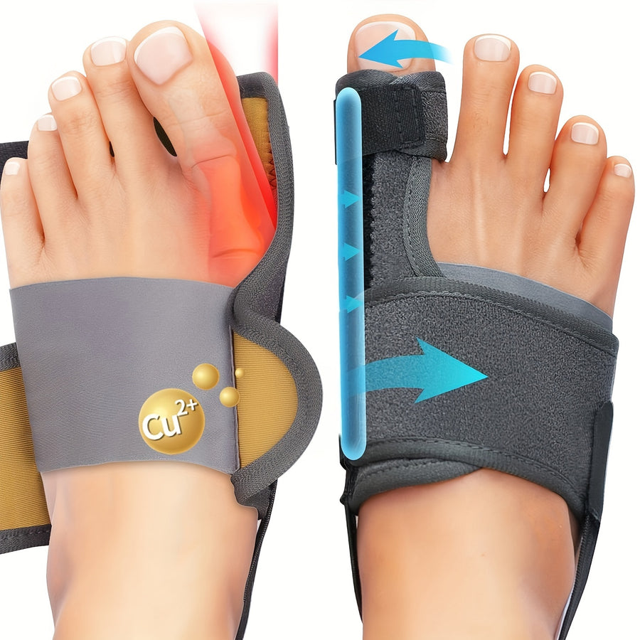 Tech Love Bunion Corrector For Women Men Big Toe 1 Pair Adjustable Bunion Splint With 2 Angle Bar Toe Straightener With Double Nonslip Strap For Day Night Support