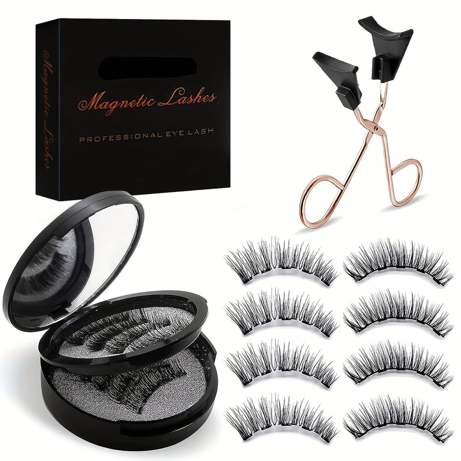 8 Pairs of Reusable Magnetic Dual Eyelashes Kit  Effortless NaturalLooking Waterproof No Glue Easy to Wear 3D False Lashes with Applicator for a Dramatic Eye Makeup Look