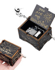 Hand Crank Laser Engraved Vintage Wooden Music Box Music Gift For Wedding Valentines Day Christmas Birthday Plays You Are My Sunshine