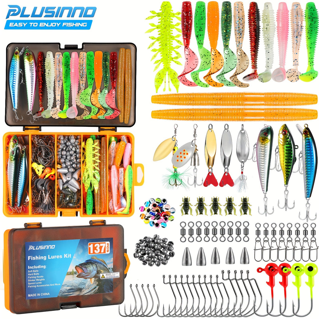 137Pcs Ultimate Fishing Kit  Premium Stainless Steel Tackle Box with Crankbaits Spoons Hooks Weights and Accessories  Perfect Gift for Men Bass Freshwater Fishing Enthusiasts on Christmas Fathers Day Halloween New Year and Thanksgiving Day