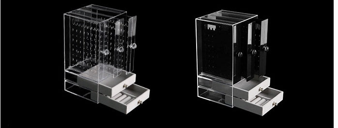 Compact acrylic cosmetic organizer with drawers, designed for efficient makeup and beauty product storage
