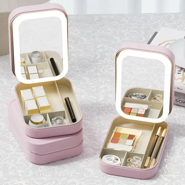 LED Mirror Makeup Storage Box
