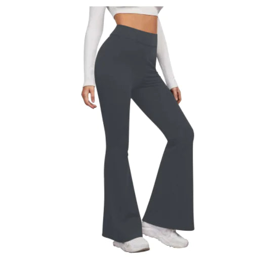 Tummy control flared pants High-waisted flared trousers Slimming flare leg pants Flare yoga pants with control panel Figure-flattering bell bottom pants Waist-shaping flared trousers Stretchy flare leg pants with tummy control Flare pants for women Bootcut pants with slimming effect Flare leggings with shaping waistband