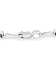 Black Rhodium over .925 Sterling Silver 1.0 Cttw Rose Cut Diamond Double-Link 7" Tennis Bracelet (Blue Color, I1-I2 Clarity)