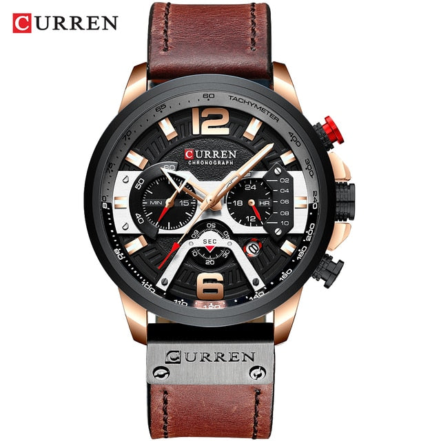 Military Leather Chronograph Wristwatch | Tactical and Durable Timepiece