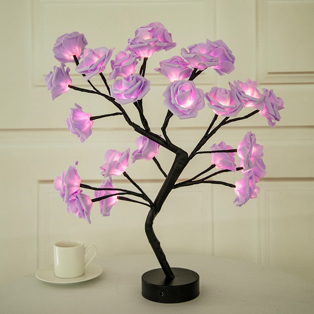 Blossom Bliss Glowing Rose Tree LED rose tree decor Whimsical glowing rose tree Romantic ambiance lighting Lifelike rose blossom lights Enchanting home decor centerpiece LED flower tree decoration Magical garden-inspired decor Soft glow rose tree lights Romantic home lighting accent