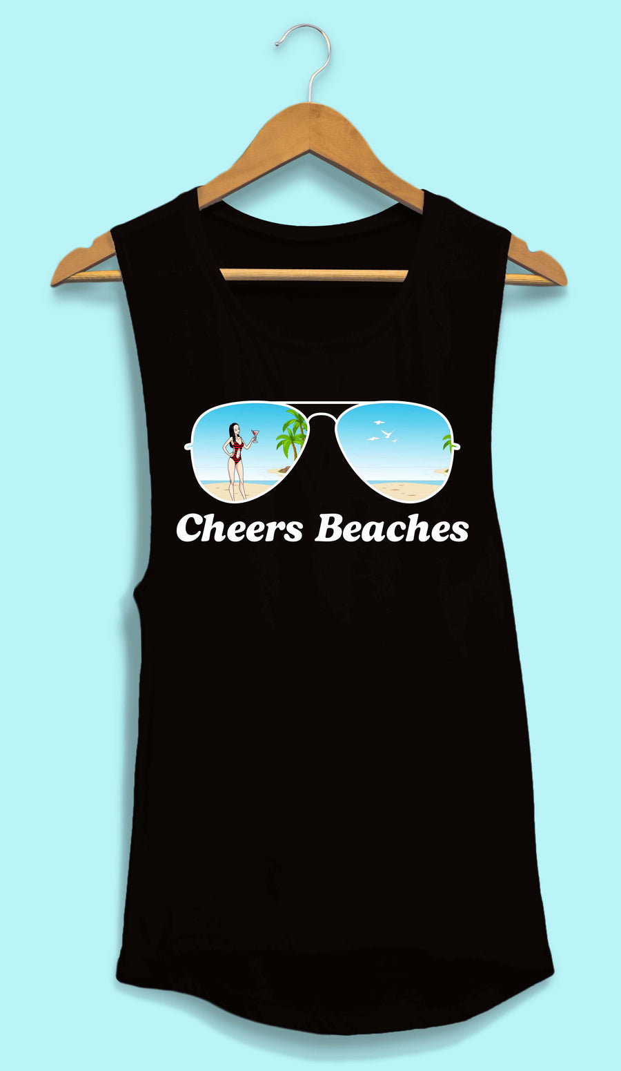 Aviator Bride Vibes 😎  | Beach Vibes - Bachelorette Beach Party Flowy Muscle Tank Tops