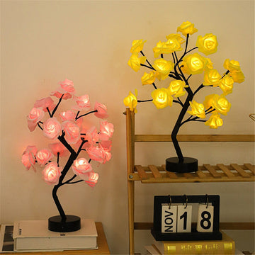 Blossom Bliss Glowing Rose Tree LED rose tree decor Whimsical glowing rose tree Romantic ambiance lighting Lifelike rose blossom lights Enchanting home decor centerpiece LED flower tree decoration Magical garden-inspired decor Soft glow rose tree lights Romantic home lighting accent