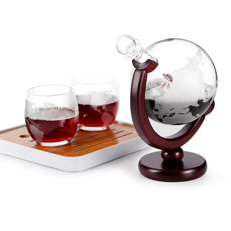 Whiskey decanter globe wine aerator glass set Globe-shaped whiskey decanter with wine aerator and glasses Elegant glassware set for whiskey and wine enthusiasts Decorative globe decanter with built-in wine aerator Stylish whiskey decanter set with accompanying wine glasses Unique globe-shaped decanter and aerator glassware set Luxury barware set for serving whiskey and aerating wine Premium glass set for whiskey and wine aficionados Globe decanter with integrated wine aerator and matching glasses