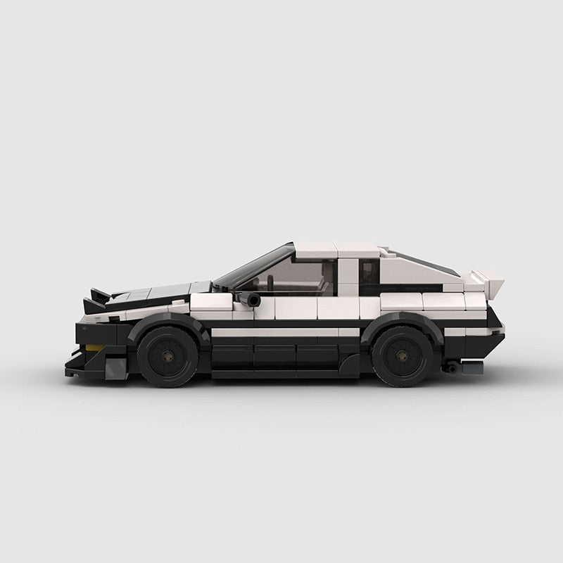 AE86 replica toy car Building blocks drift car Black and white toy car model Iconic AE86 building blocks set Drift car brick toy Collectible car building kit Customizable toy car replica Detailed brick car construction set Toy car for drifting enthusiasts AE86-inspired brick toy