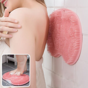 Bath mat back massage brush Silicone massage bristle mat Shower exfoliating mat Spa-like bath experience Non-slip massage bath mat Relaxing shower accessory Rejuvenating bath brush Silicone bristle shower mat Shower safety and comfort Self-care shower essential