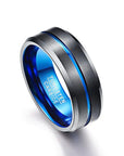 Thin Blue Line Black Tungsten Ring