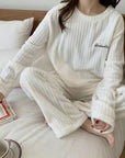 Winter soft velvet pajamas set Cozy velvet sleepwear for winter Velvet pajama set for cold weather comfort Luxurious winter loungewear in velvet Soft and plush velvet pajamas for chilly nights Warm velvet sleep set for winter nesting Stylish velvet pajamas for cold weather relaxation Comfortable winter pajama set in velvet fabric Velvet sleepwear ensemble for cozy nights in Winter velvet pajamas with matching top and bottoms